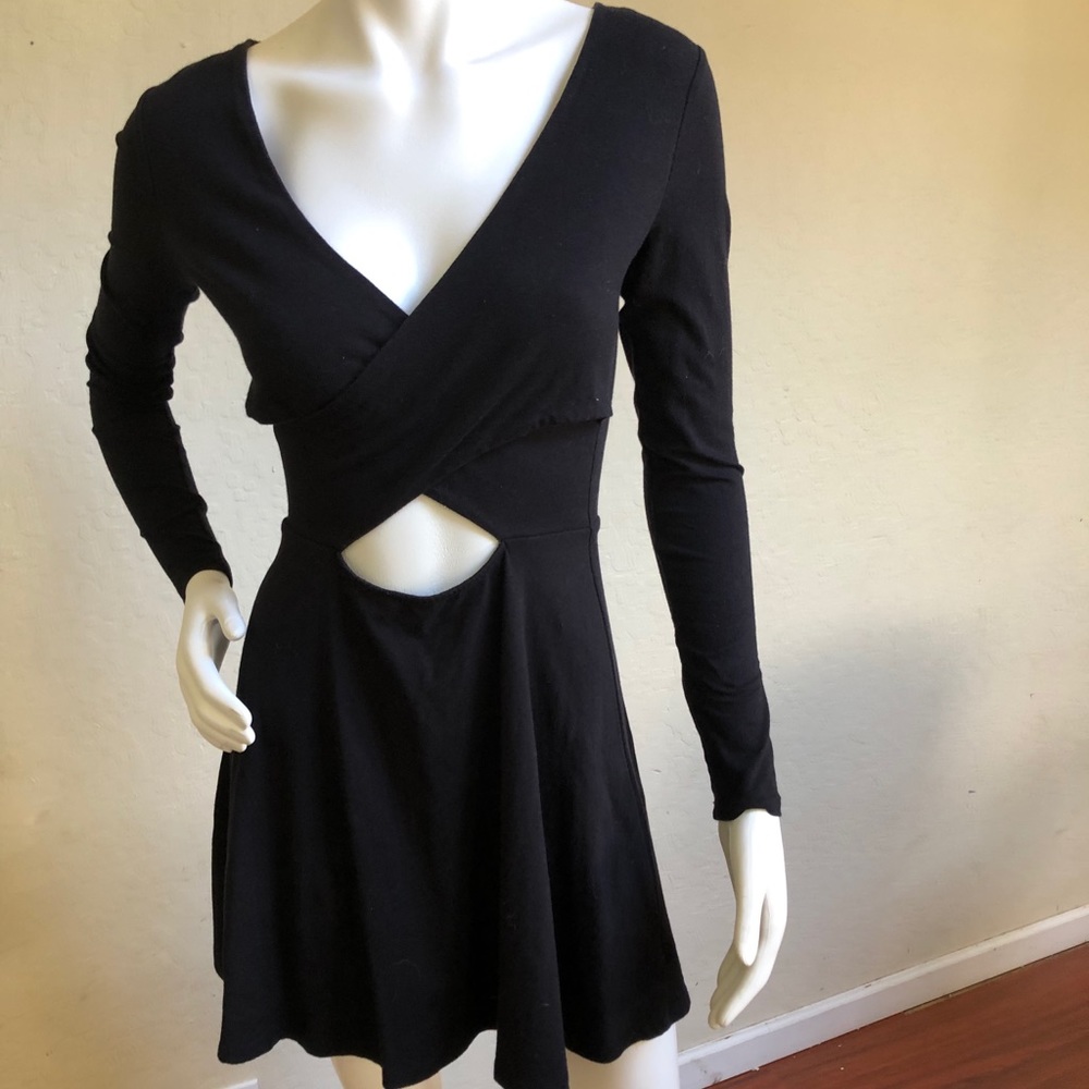 Cross front black dress